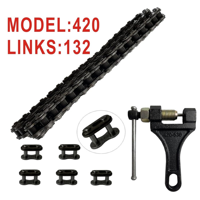 LUSM 420 Chain 132 Link Motorcycle Standard Roller Chain with Chain Breaker 6 Connecting Master Link for 100cc 110cc 125cc Mini ATV Quad Go Kart Scooter - Image 3